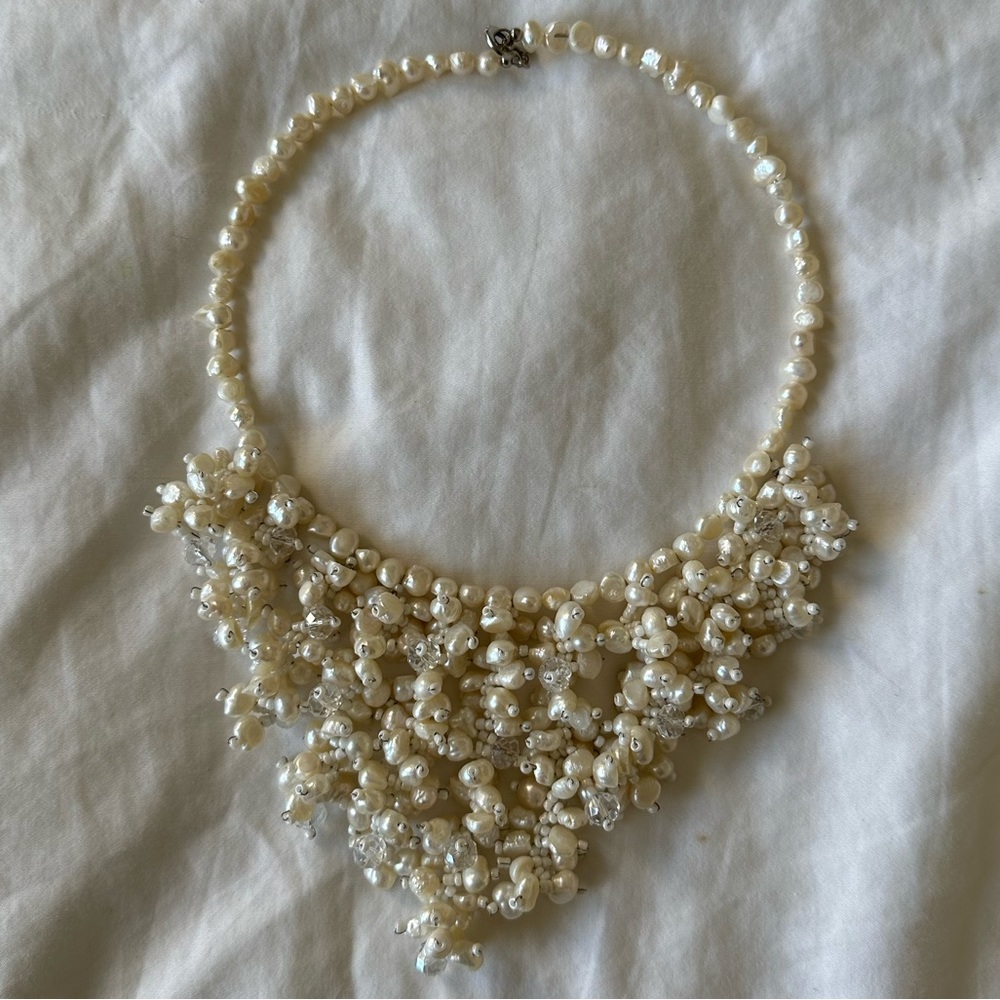 Handmade Baroque Pearl and Crystals Necklace Choker